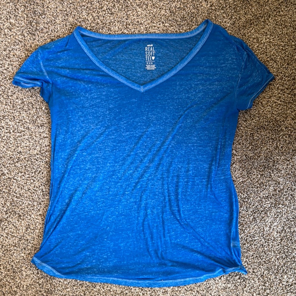 Aerie Fitted Blue Short Sleeve Tee